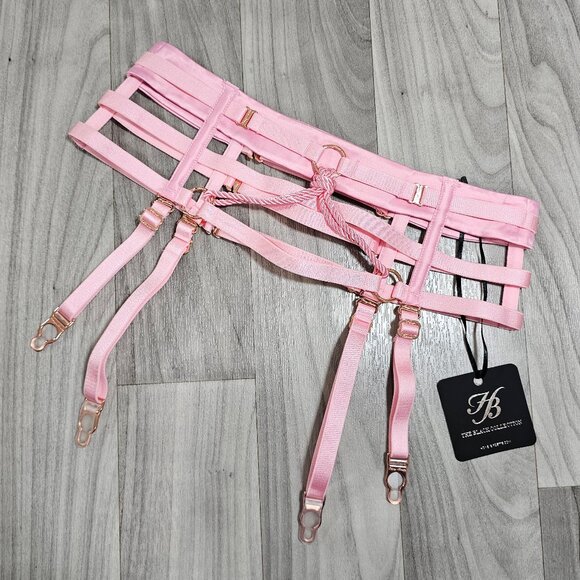 RARE ~ NWT Honey Birdette Shibari Pink Suspender Bondage Garter Belt Size S - Picture 1 of 4